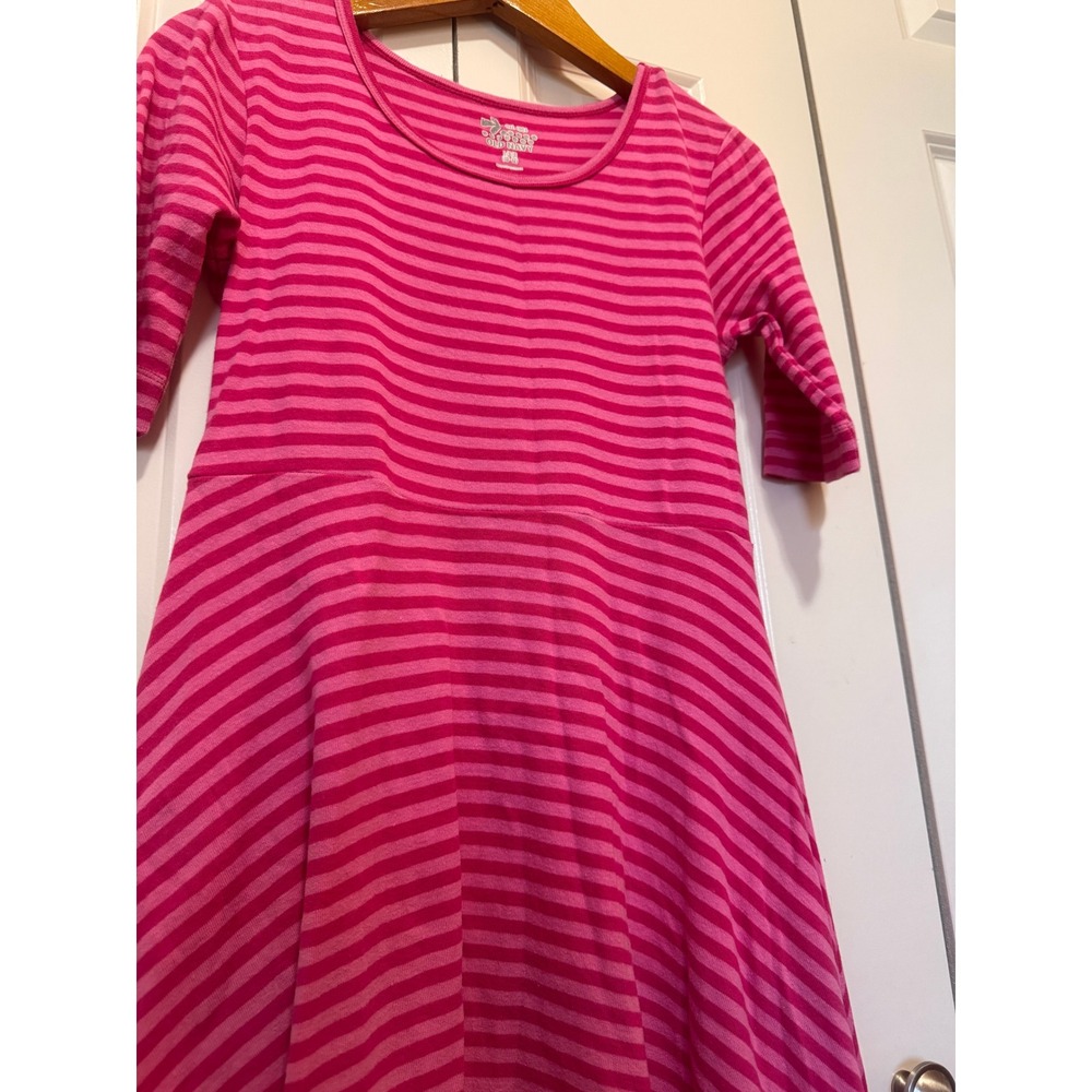 Old Navy Girls Pink Striped Knit Skater Dress Size Large 10-12 Elbow Sleeve